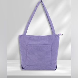 Purple Corduroy Crossbody Bag Durable Female Shoulder Bag Lightweight